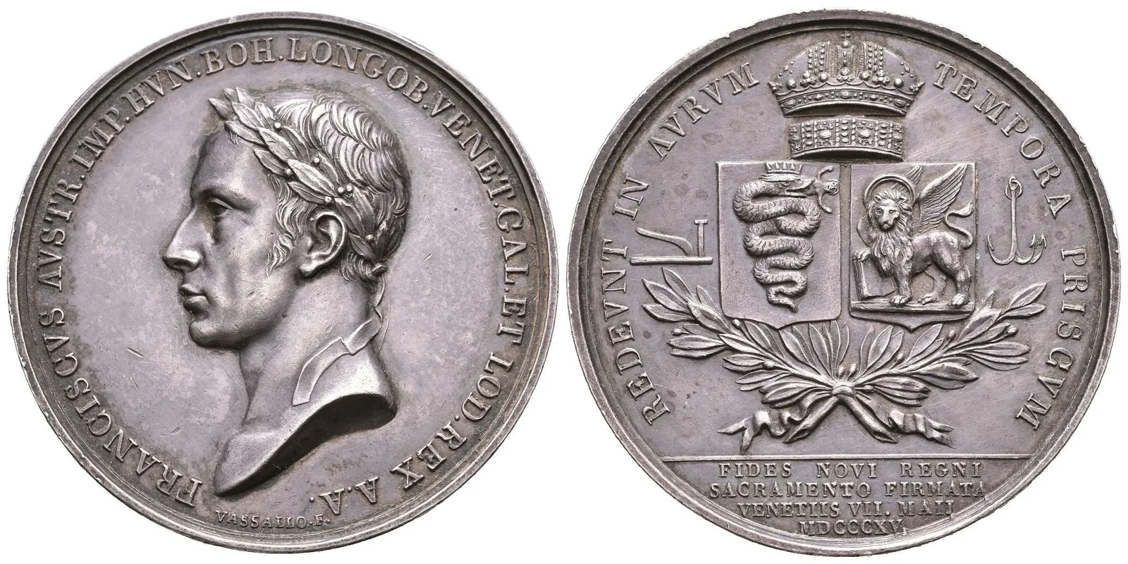 AR Medaile 1815 (L. Manfredini) - Holdování v Miláně 15. 5. 1815. Poprsí zleva, opis / — 1