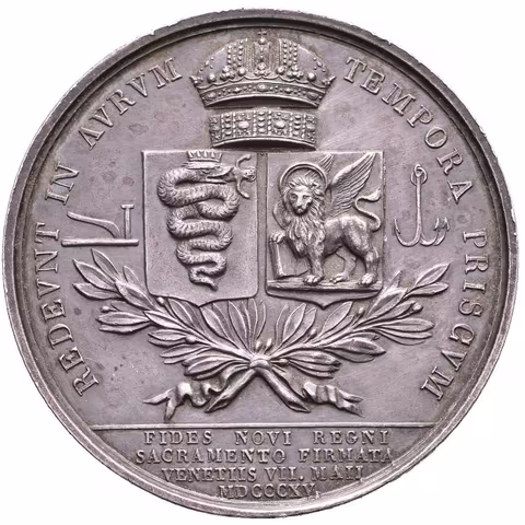 AR Medaile 1815 (L. Manfredini) - Holdování v Miláně 15. 5. 1815. Poprsí zleva, opis /
