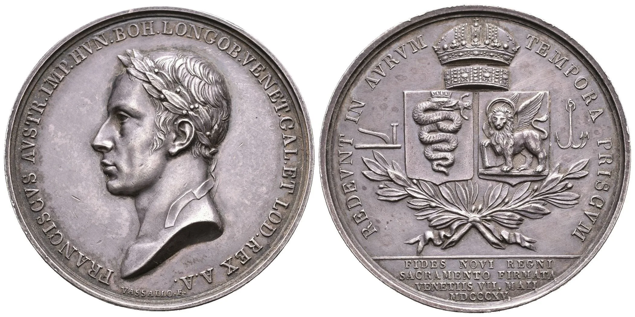 AR Medaile 1815 (L. Manfredini) - Holdování v Miláně 15. 5. 1815. Poprsí zleva, opis / — 1