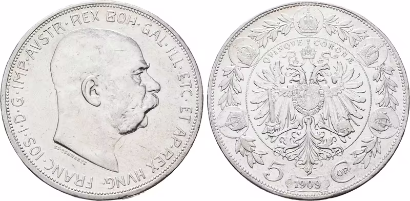 5 Koruna 1909 Schwartz