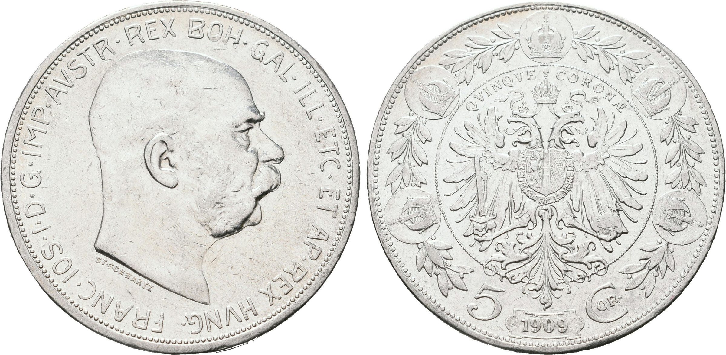 5 Koruna 1909 Schwartz
