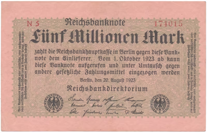 Německo, 5 Millionen Mark 1923, Ro.104b