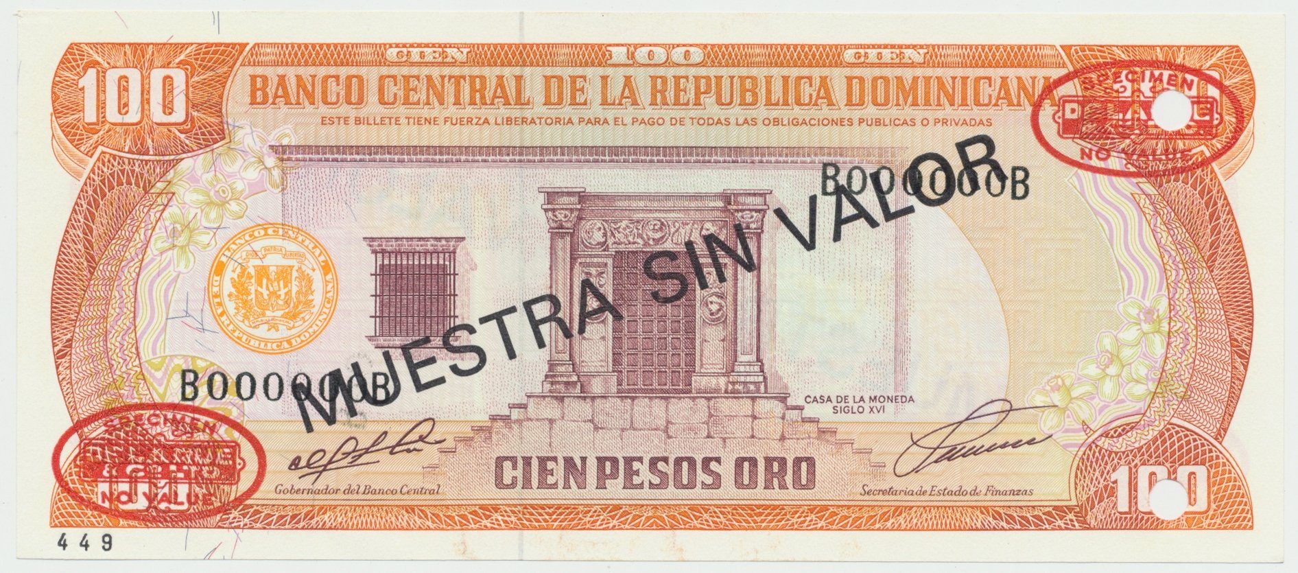 Dominikánská republika, 100 Pesos Oro 1991, P.136as1