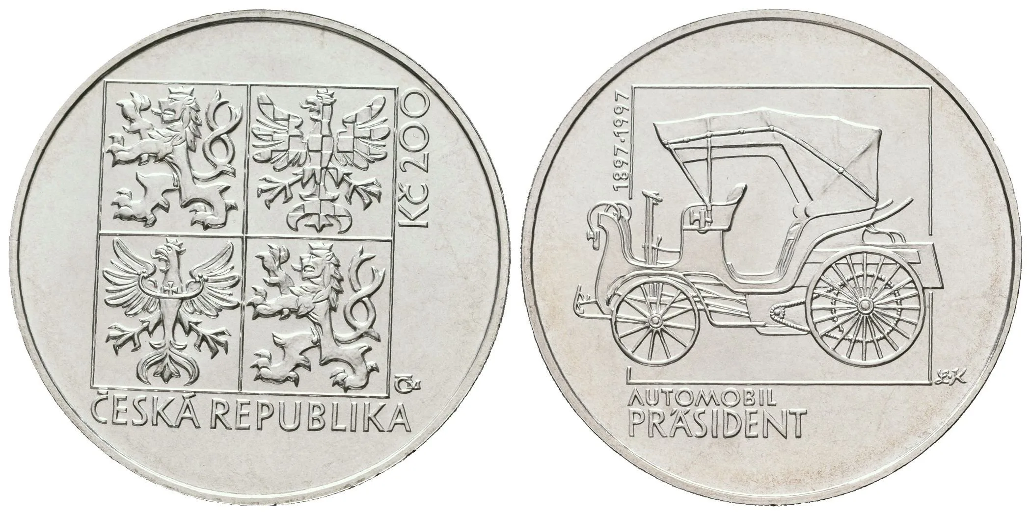 200 Kč 1997 - Automobil Präsident, kapsle, certifikát — 1