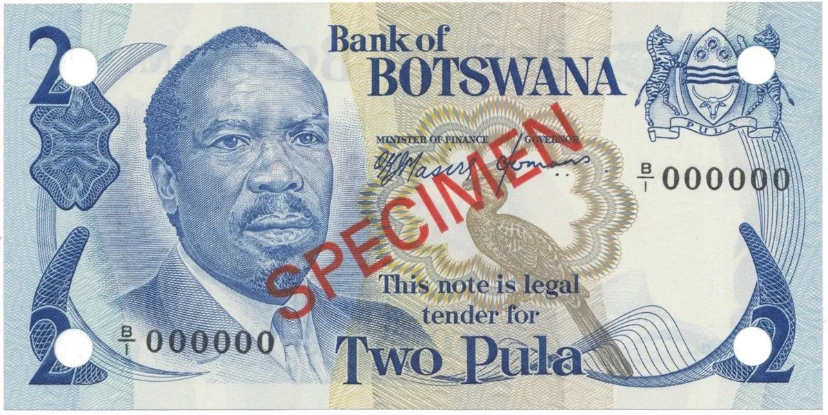 Botswana, 2 Pula (1976), anulát - SPECIMEN, P.2s