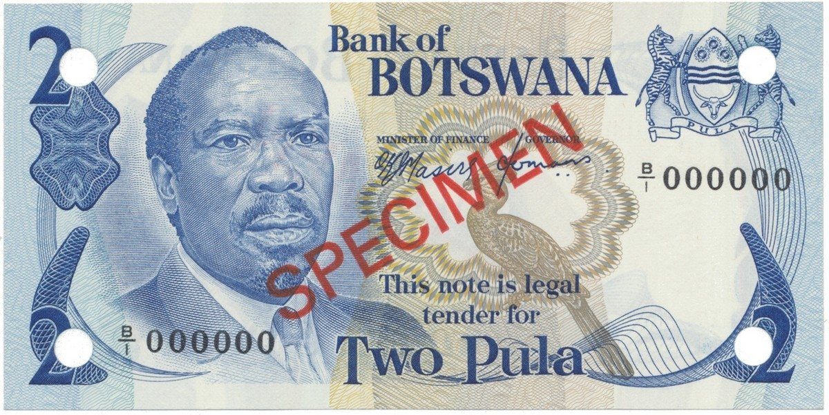 Botswana, 2 Pula (1976), anulát - SPECIMEN, P.2s