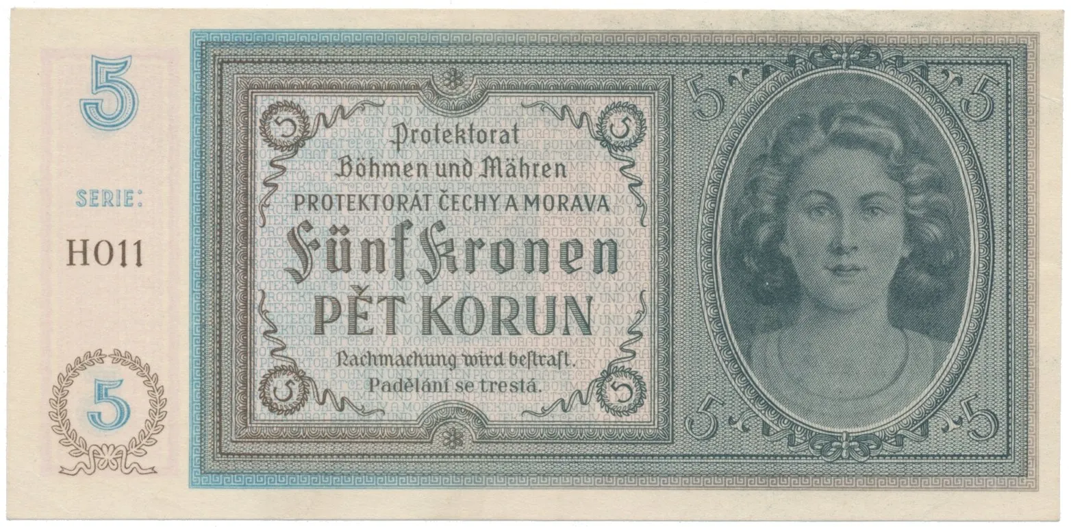 5 Koruna b.d. (1940), série H, Hej.31c