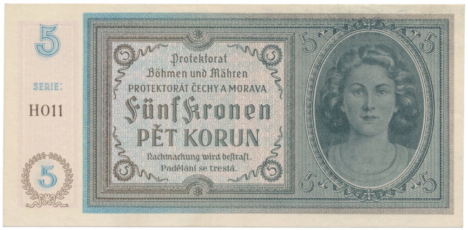 5 Koruna b.d. (1940), série H, Hej.31c