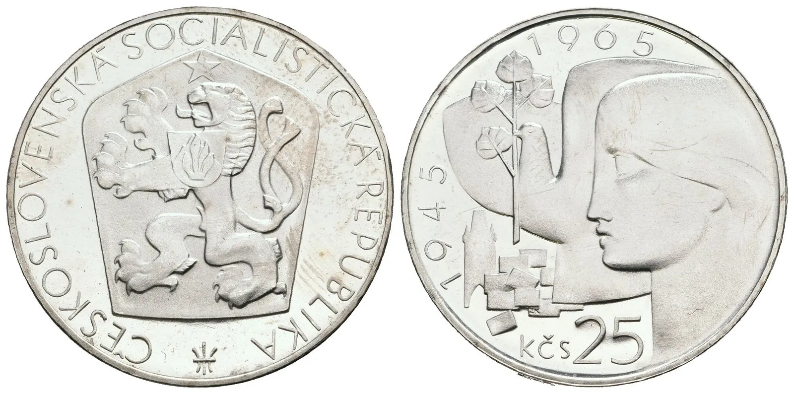 25 Kčs 1965 - 20. výročí osvobození Československa, PROOF