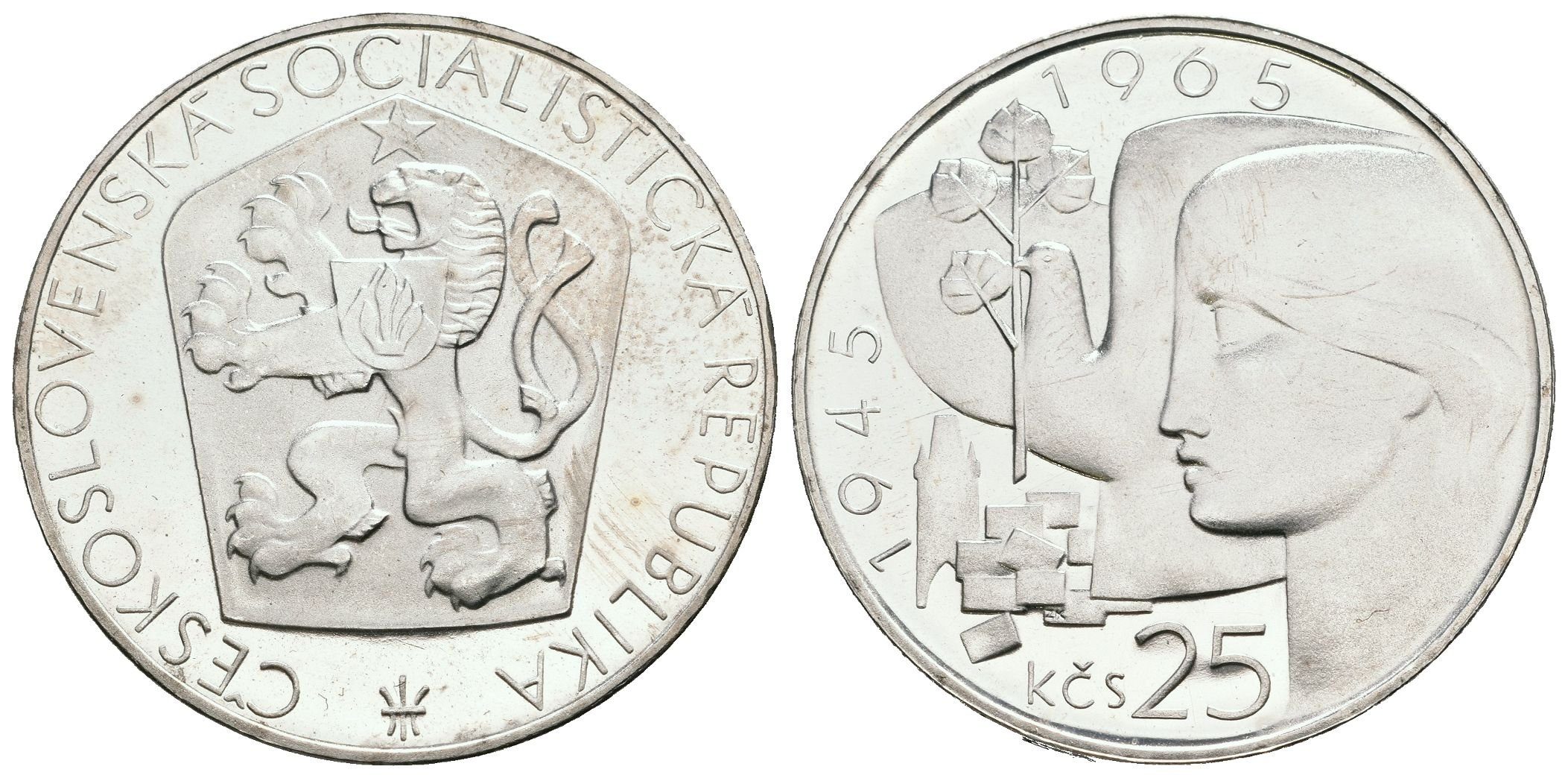 25 Kčs 1965 - 20. výročí osvobození Československa, PROOF