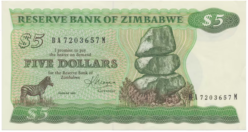 Zimbabwe, 5 Dollars 1983, P.2c