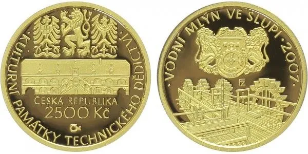 2500 Kč 2007 - Vodní mlýn ve Slupi, PROOF, bez certifikátu