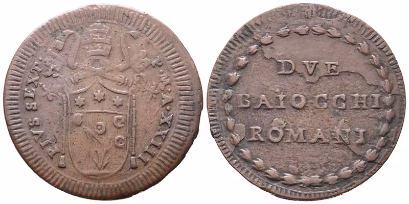 Itálie - Vatikán, 2 Baiocchi rok XXIII