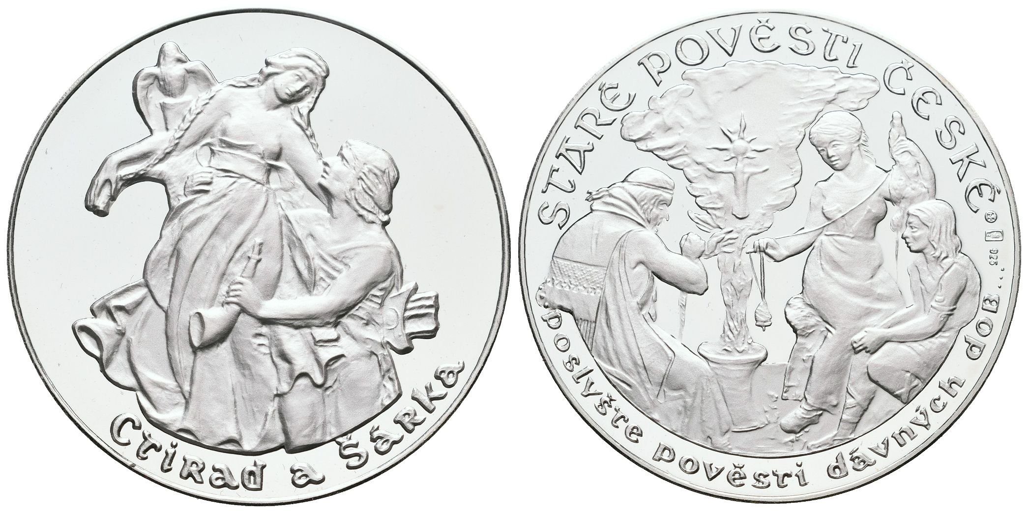 Stříbrná investiční medaile - Staré pověsti české - Ctirad a Šárka- Ag 20 g - 925/1000