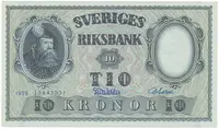 Švédsko, 10 Kronor 1955, modrý číslovač, P.43c