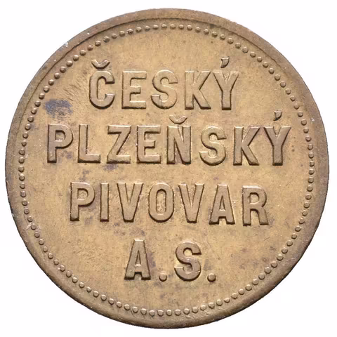 Plzeň - Český Plzeňský pivovar a.s., známka na 1 litr piva. Ms 22 mm