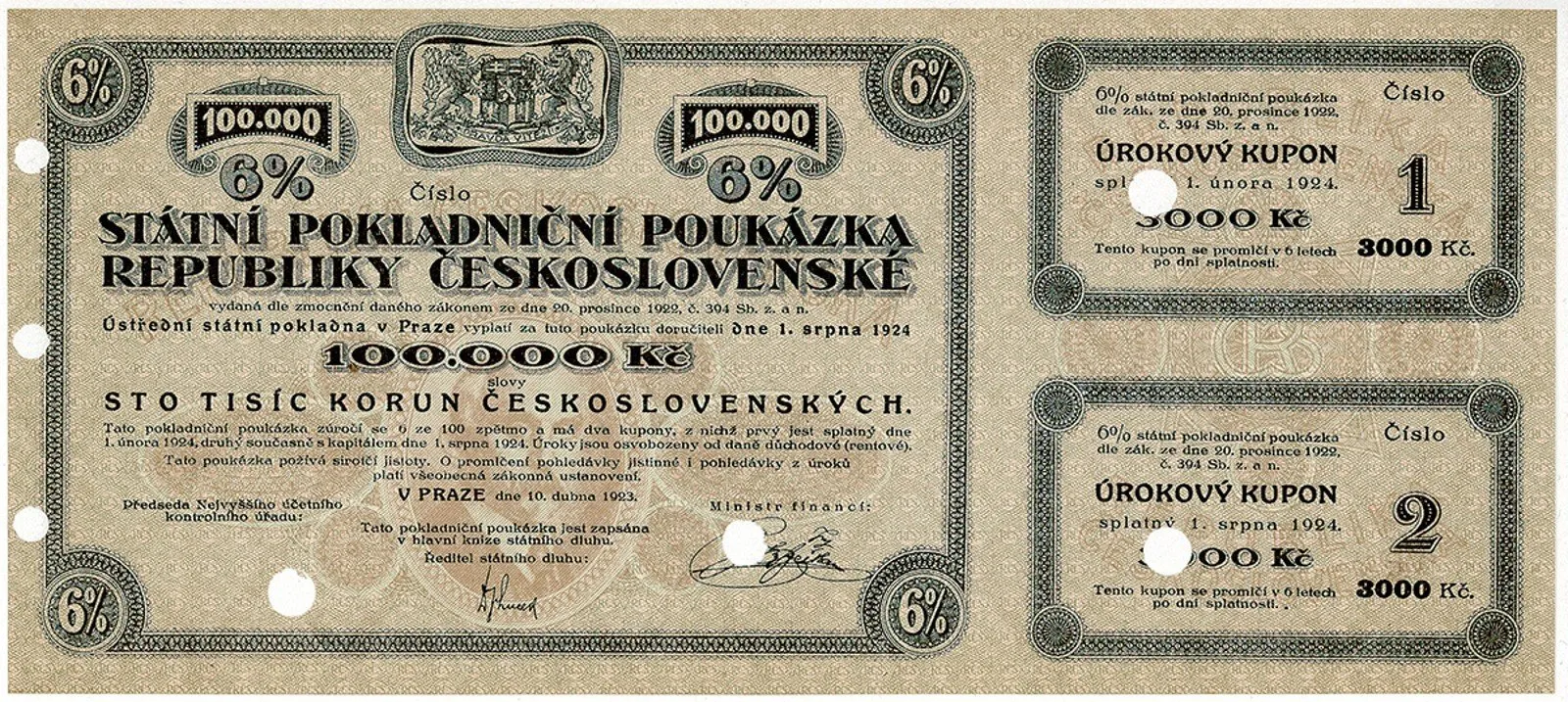 Státní pokladniční poukázky, 1919 - 1939 — 1