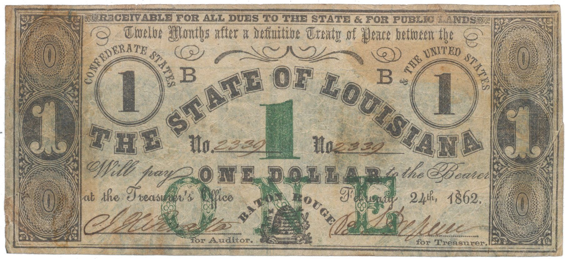 USA - Louisiana, 1 Dollar 1862