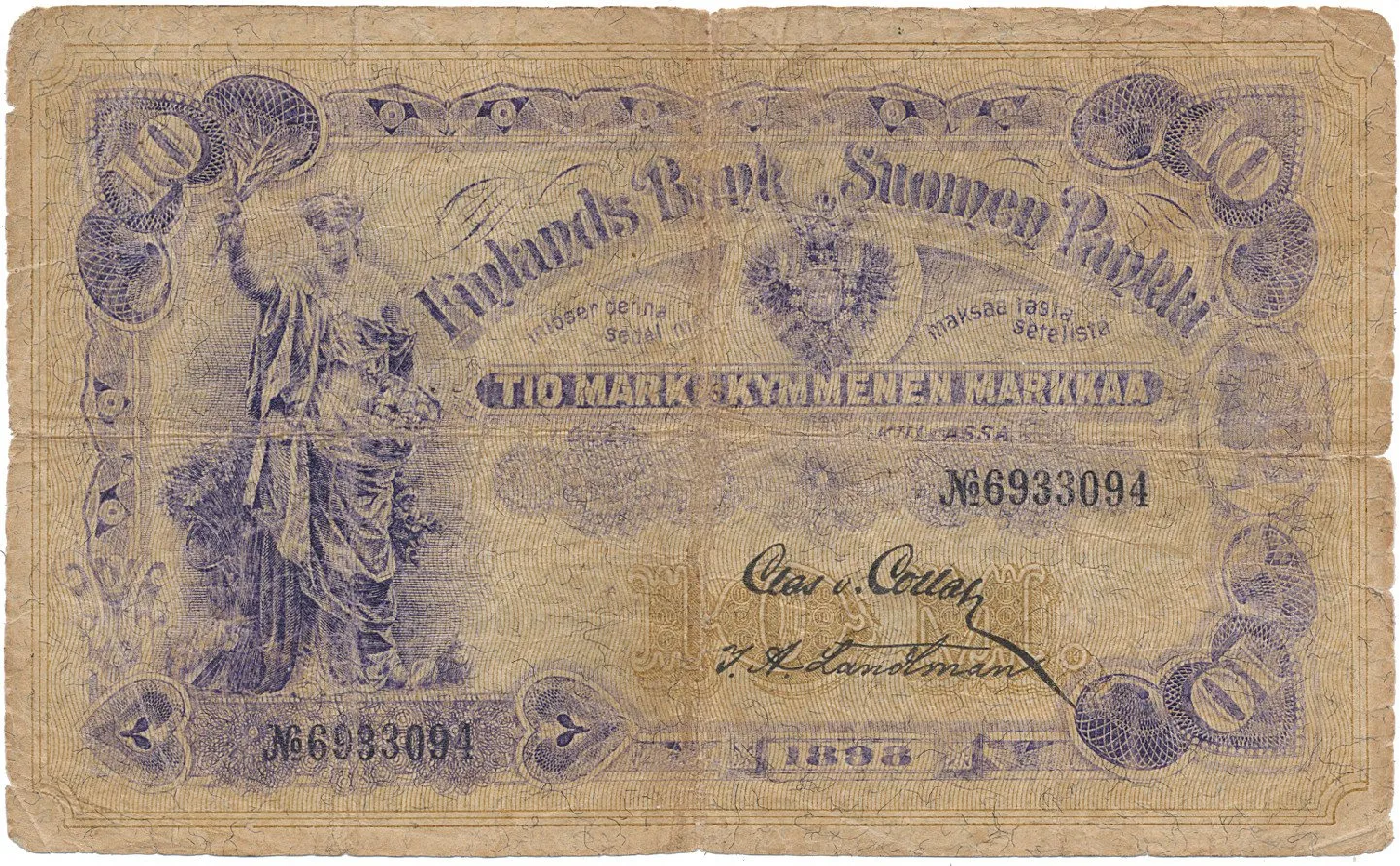 Finsko, 10 Markka 1898, P.3c