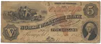 USA, Georgia, North Western Bank of Georgia, 5 Dollars 12. 2. 1857
