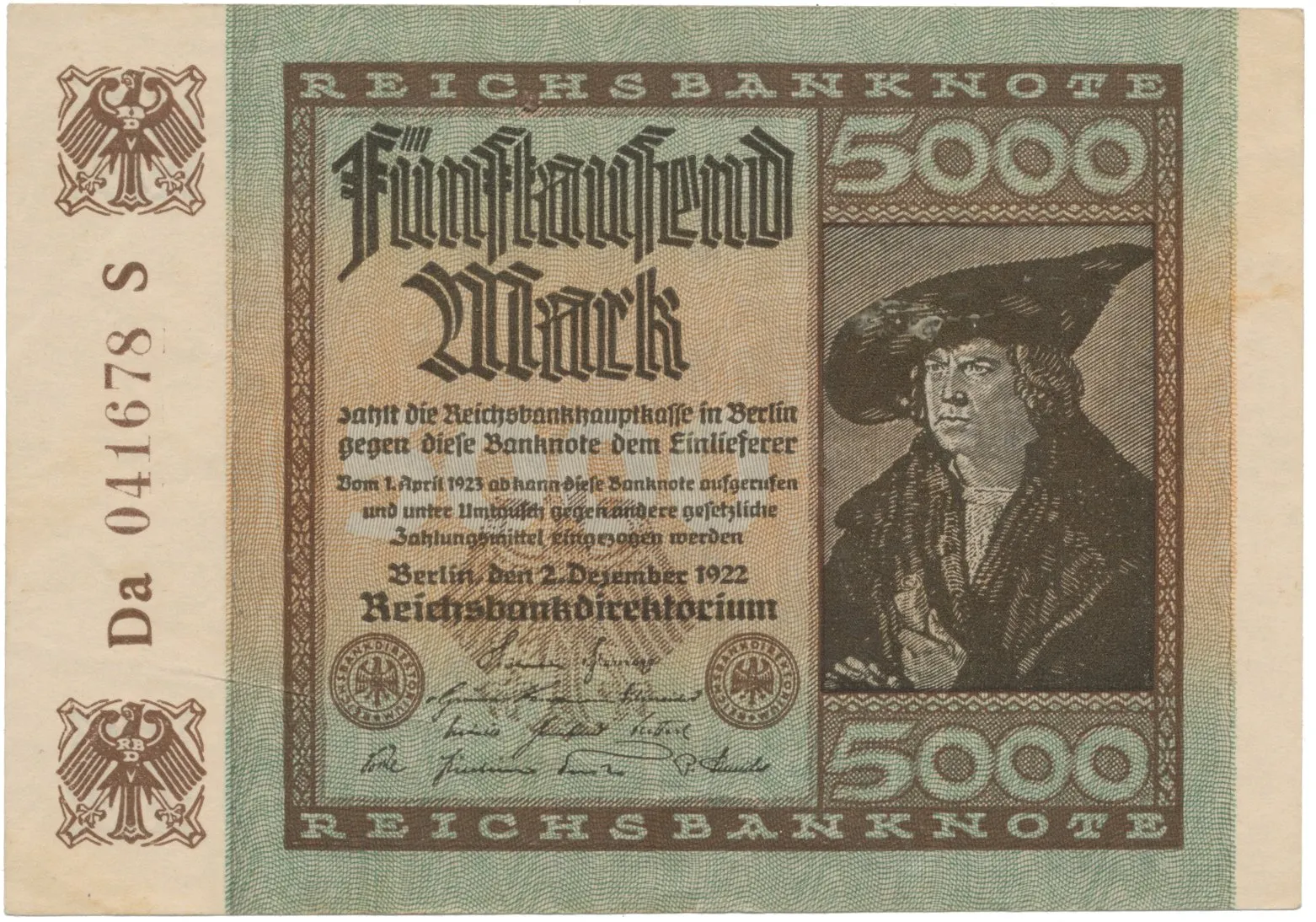 Německo, 5000 Mark 1922, Ro.80f