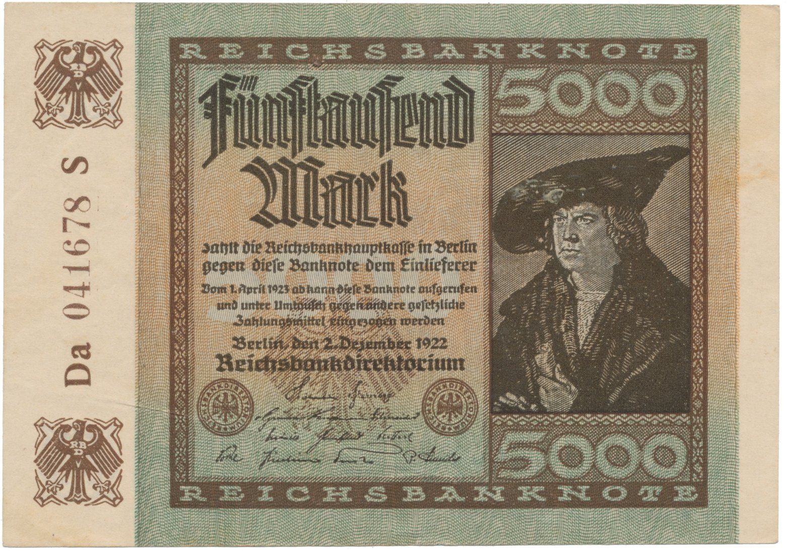 Německo, 5000 Mark 1922, Ro.80f