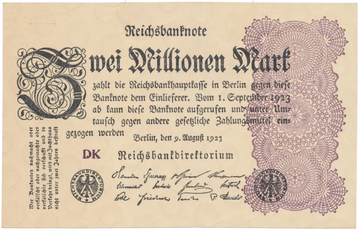 Německo, 2 Millionen Mark 1923, Ro.103c