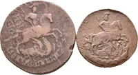 2 Kopějka 1766 MM, Moskva, Bitkin2.534, Uzd.2682, přeražba na 4 Kopějce Petra III. — 2