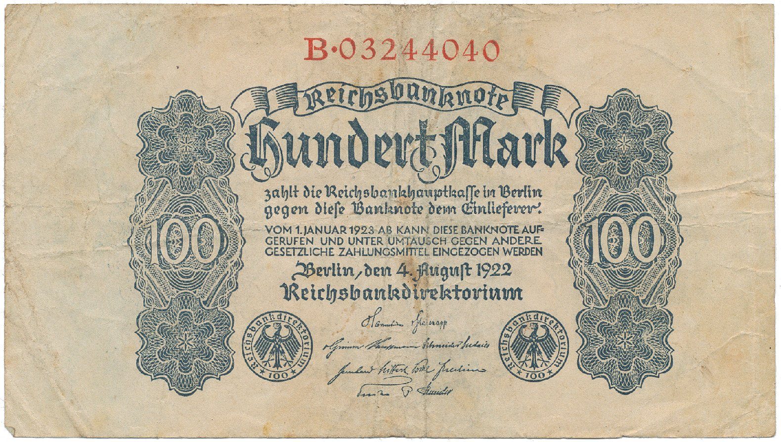 Německo, 100 Mark 1922, Ro.72
