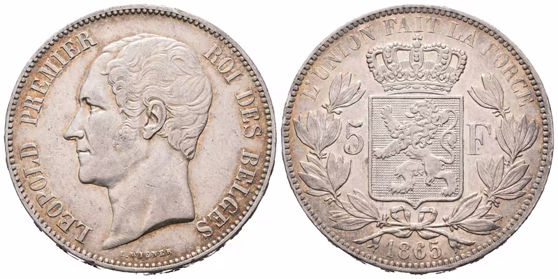 Belgie, 5 Frank 1865