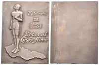 AR Plaketa 1934 - Večerní České slovo - Za účast. Ag 0,800, 40 x 30 mm (21,68 g), — 1