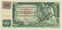 Česká republika, 100 Koruna 1961 + kolek (1993), II. vydání, série G, Hej.CZ4bG