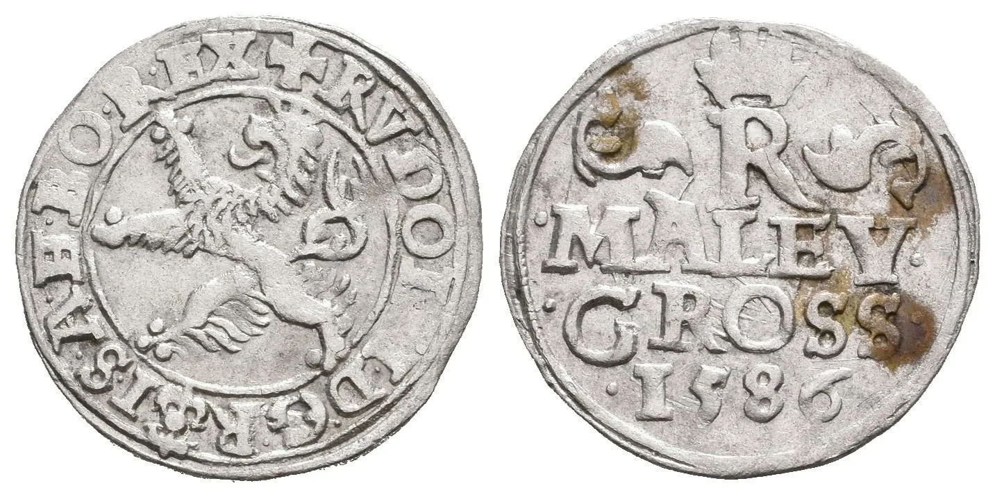 Malý groš 1585, Praha-Ercker, HN.21 (opis 6e), pěkná zachovalost, patina — 1