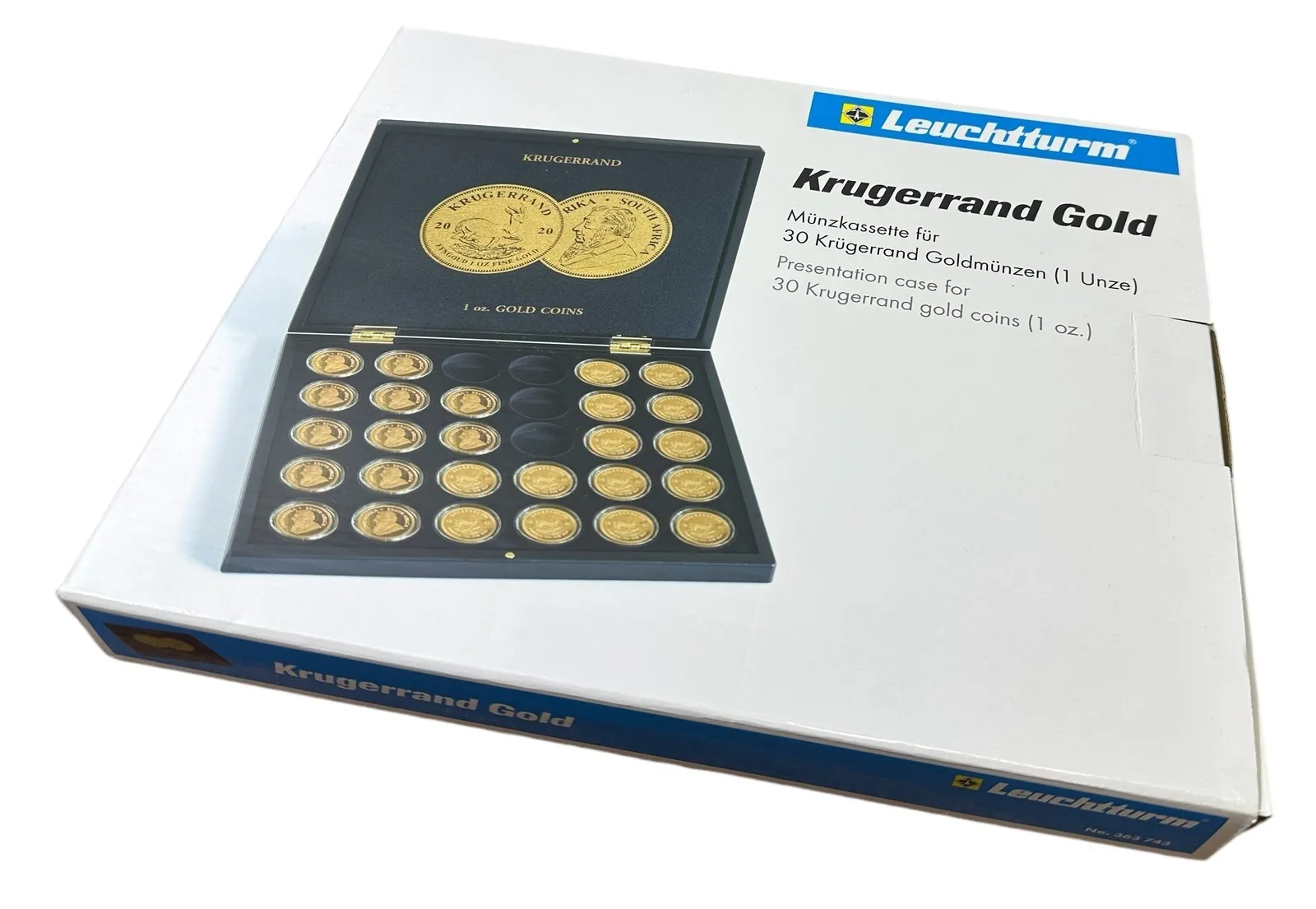 Box dřevěný na mince v kapslích, Leuchtturm,Krugerrand