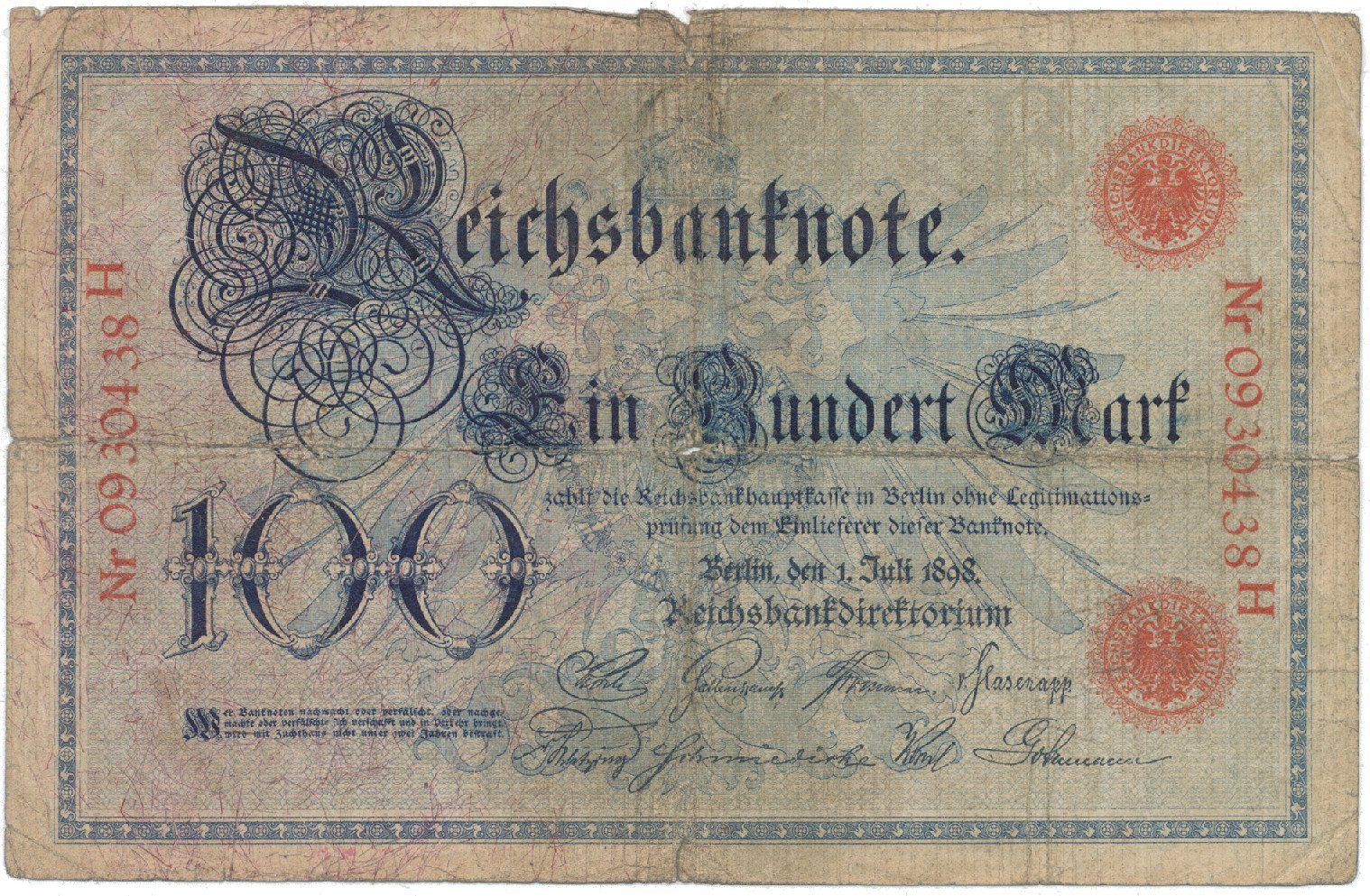 Německo, 100 Mark 1898, Ro.17