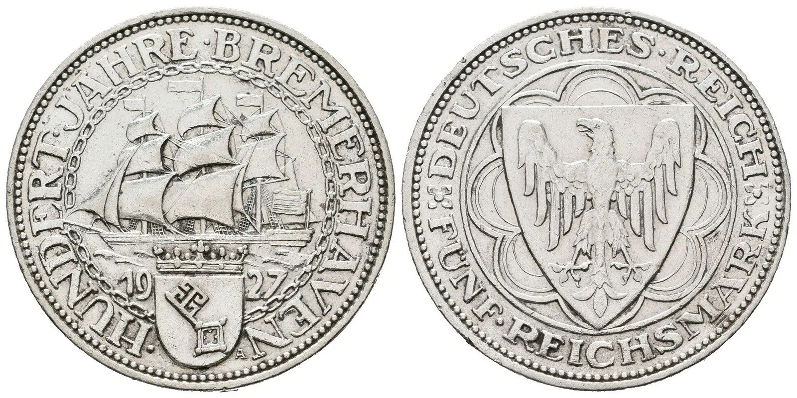 Výmar, 5 Marka 1927 A - Brémy