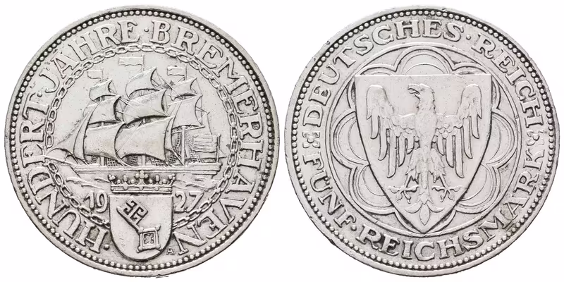 Výmar, 5 Marka 1927 A - Brémy