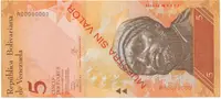 Venezuela, 5 Bolivares 2013, anulát - MUESTRA SIN VALOR, P.89es