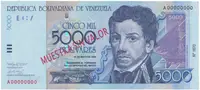 Venezuela, 5000 Bolivares 2000, anulát - MUESTRA SIN VALOR, P.84as