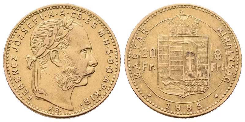 8 Zlatník / 20 Frank 1885 KB