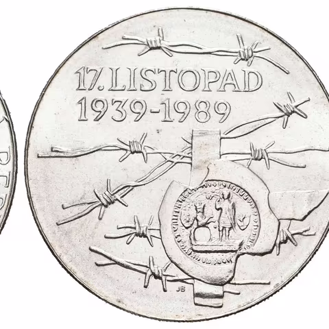 100 Kčs 1989 - 17. listopad 1939, ražební lesk, patina