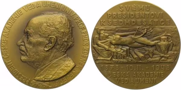 AE Medaile 1948 - Česká akademie věd a umění, etue, Br 70 mm (145 g)