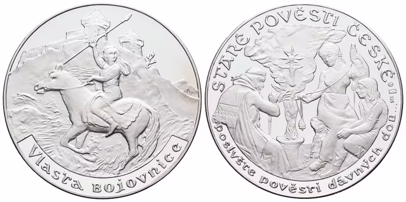 Stříbrná investiční medaile - Staré pověsti české - Vlasta bojovnice- Ag 20 g - 925/1000
