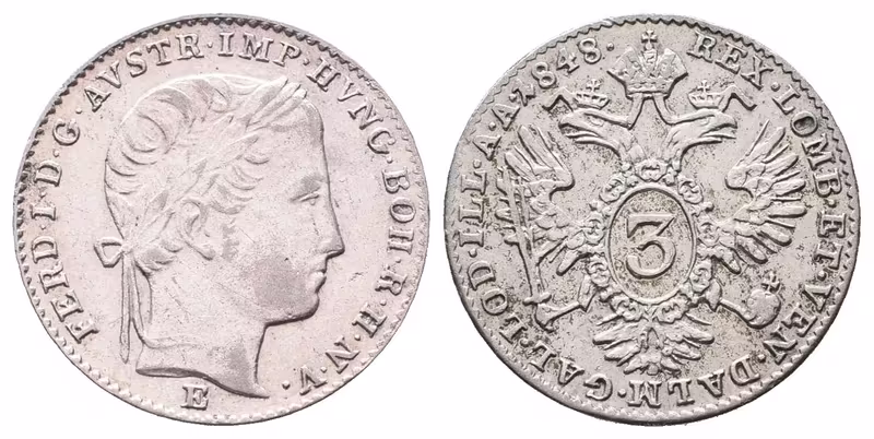 Ferdinand V., 3 Krejcar 1848 E, Karlovský Bělehrad