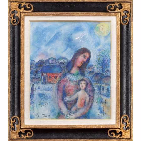 Marc Chagall - Maternité sur fond bleu / Mateřství na modrém pozadí