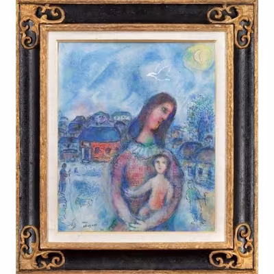 Marc Chagall - Maternité sur fond bleu / Mateřství na modrém pozadí