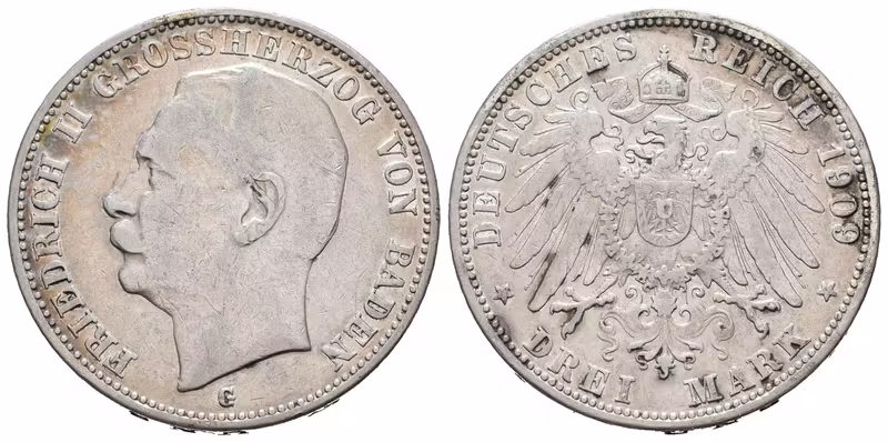 Baden, 3 Marka 1909 G