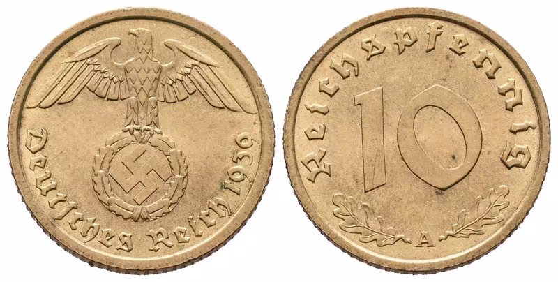 III. říše, 10 Pfennig 1939 A