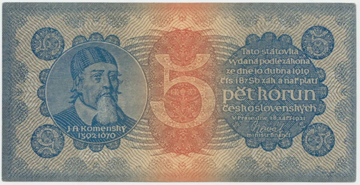 Československo, 5 Koruna 1921, série 6, Hej.18a