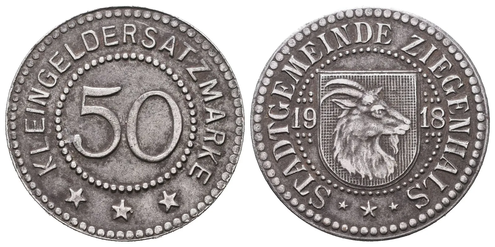Nouzové ražby, 50 Pfennig 1918 - Ziegenhals
